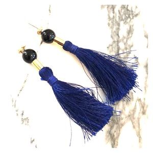 Blue tassel earrings